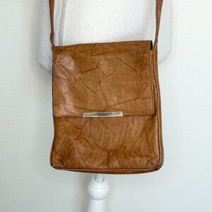 East West Leather Crossbody Bag Brown Classic VTG  Retro Boho Hipster